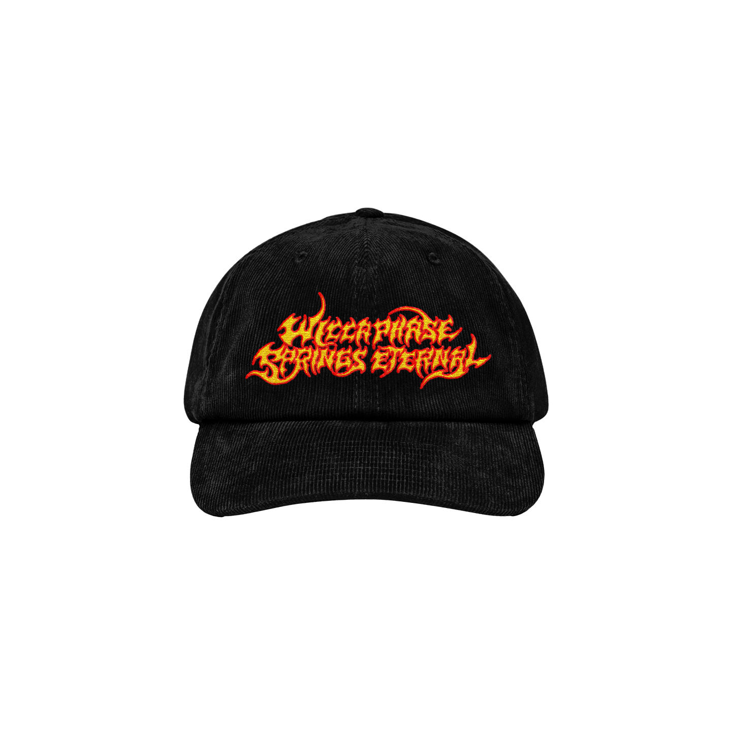 Embroidered Corduroy Logo Hat (Black/Red/Gold)